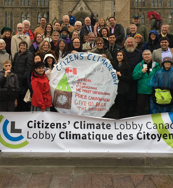 Canadian volunteers on the steps of Parliament